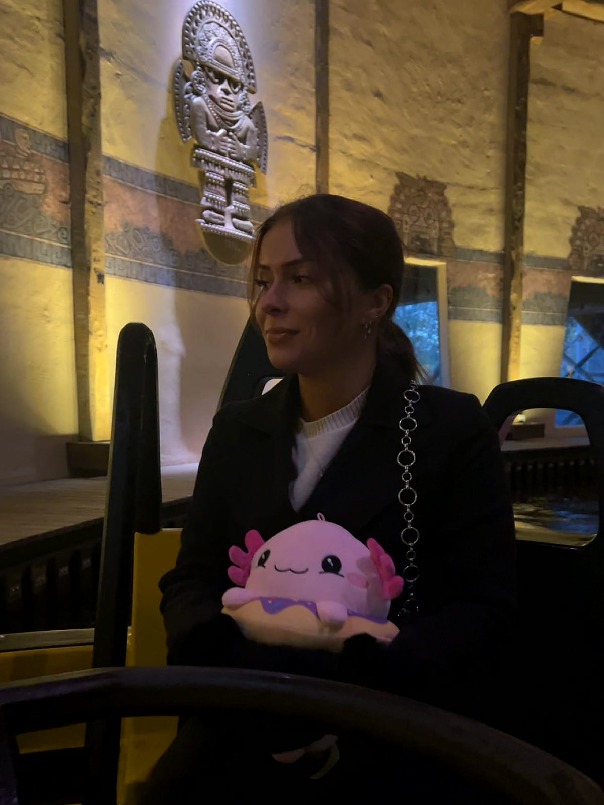 Noëlle met een knuffel in de attractie